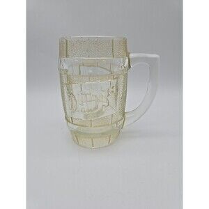Vintage DAD'S ROOT BEER Amber & Clear Barrel Shaped Heavy Glass Mug 5.25" Tall